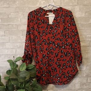 Stylish Red Leopard Print Women's Top